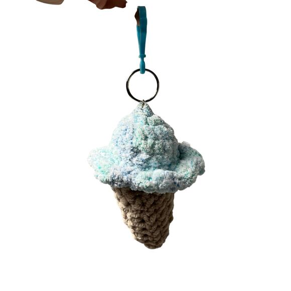 2/$15 Handmade Crochet Ice Cream Cone Keychain‎ / Backpack Buddy - Picture 2 of 3